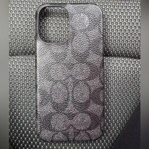 Coach Black and Gray Patterned Phone Case
